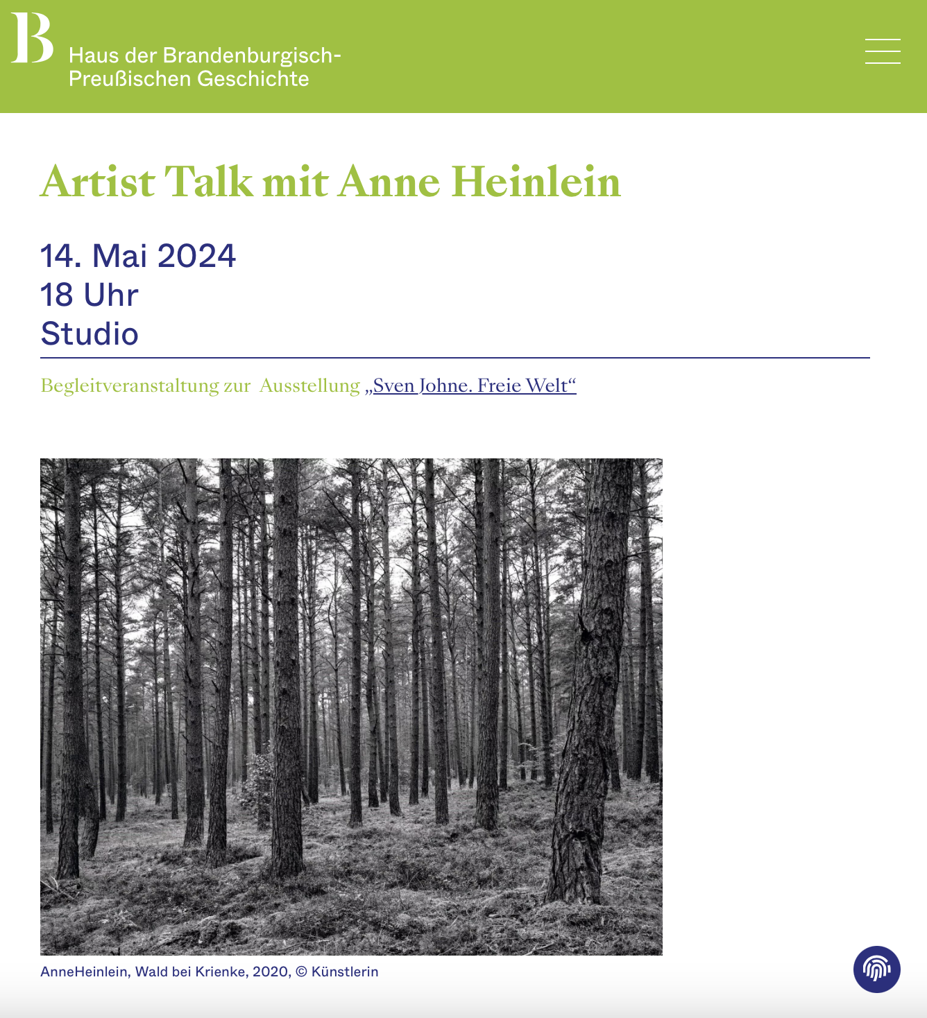 Artist Talk mit Anne Heinlein im HBPG